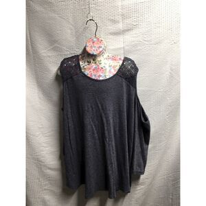 Great Northwest Indigo Women’s Plus Size 2X Cold Shoulder Long Sleeve Top